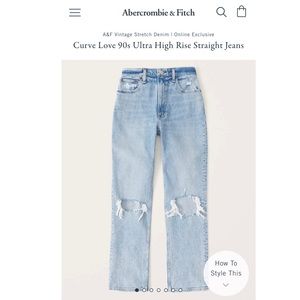 Abercrombie & Fitch Curve Love 90’s Ultra High Rise Straight Jeans size 27
